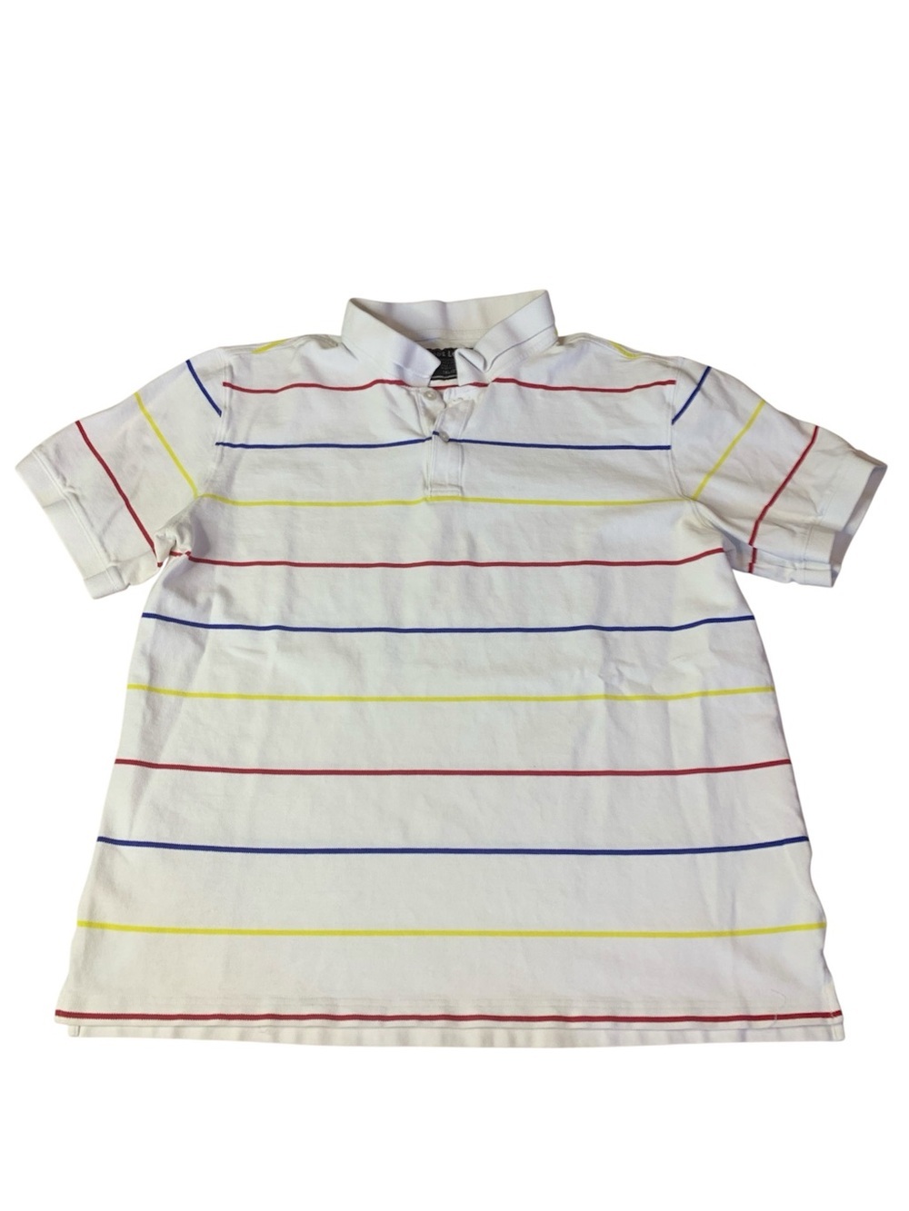 Foot Locker Vintage Style Multi-Color Striped Polo Shirt White 2XL